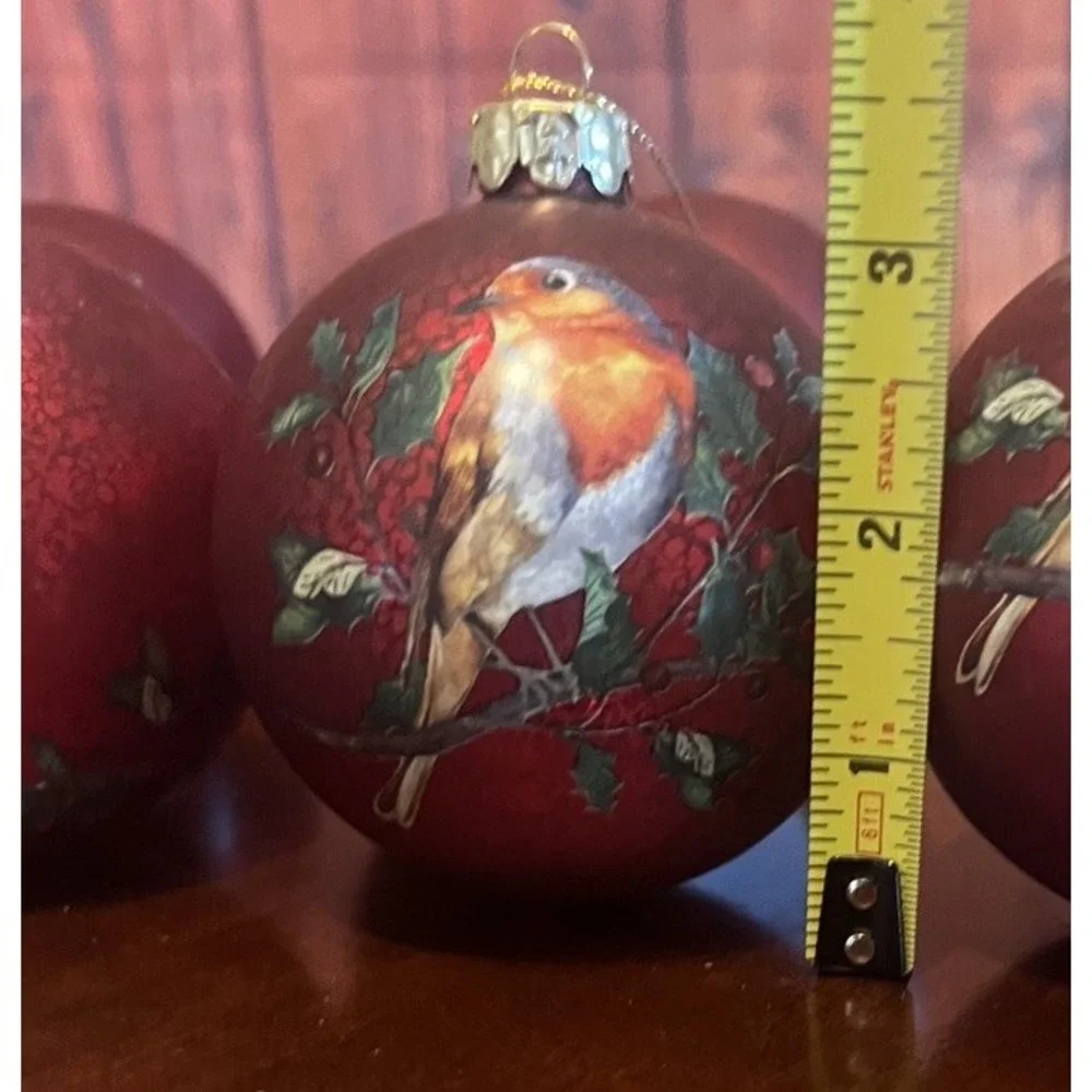 Robin Christmas Ornament Red Glass Bird‎ Holly Berries Gisela Graham London